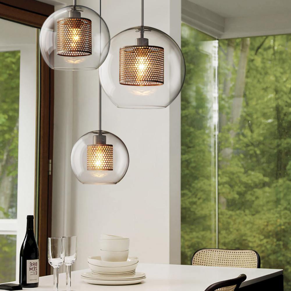 Modern Style 1 Light Globe Glass Pendant Light-[Modern pendant lighting for bedroom and living space]-Demolights UK