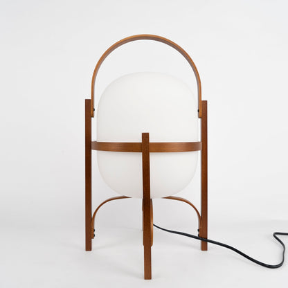 Japanese Natural Wood Base Glass Table lamp