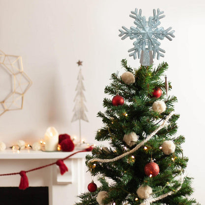 Christmas Tree Xmas Topper Lighted Snowflake LED Rotating Lamp