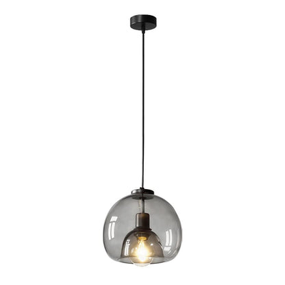 Modern Pendant Light Fixture with Smoky Grey Glass Shade