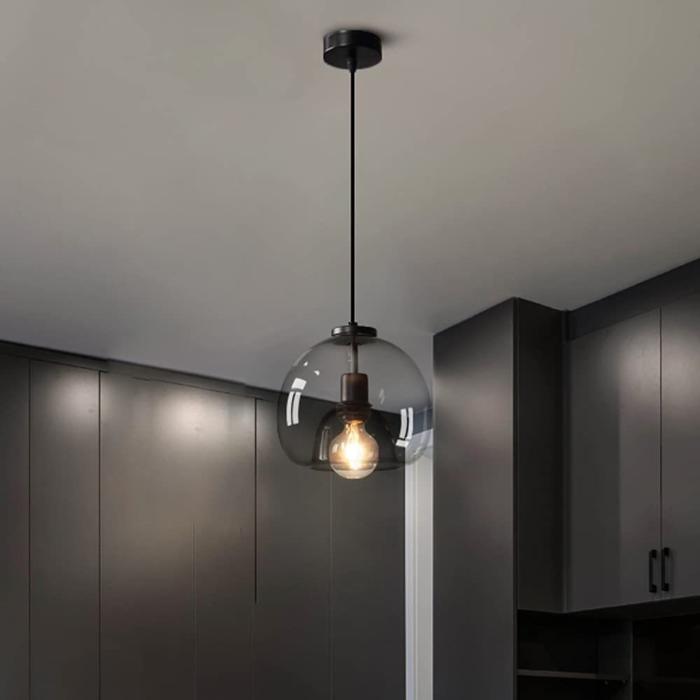 Modern Pendant Light Fixture with Smoky Grey Glass Shade-[Modern pendant lighting for bedroom and living space]-Demolights UK