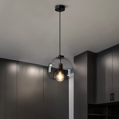 Modern Pendant Light Fixture with Smoky Grey Glass Shade-[Modern pendant lighting for bedroom and living space]-Demolights UK