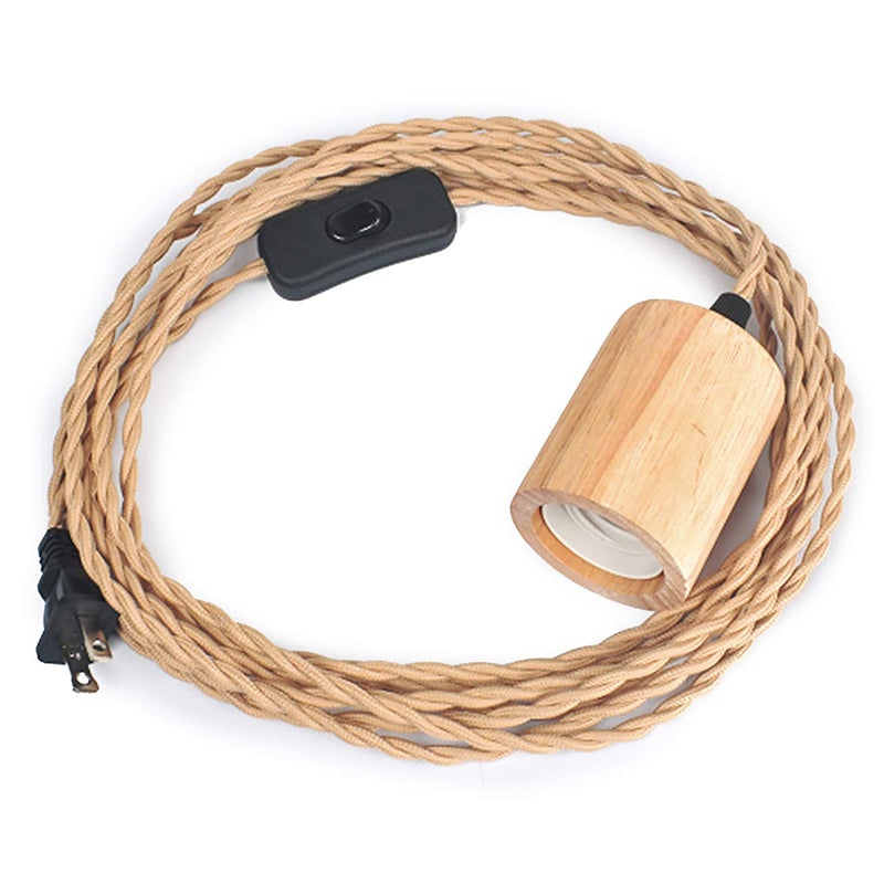 Industrial 16.4FT Wood Pendant Light Cord Kit With Switch