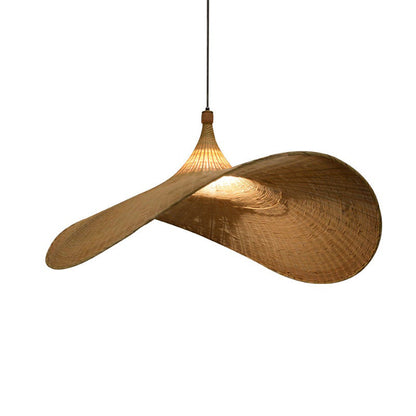 Handmade Bamboo Wicker Straw Hat Pendant Light Shade