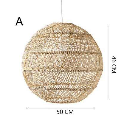 Basket Rattan Woven Lantern Chandelier Pendant Lamp Shade