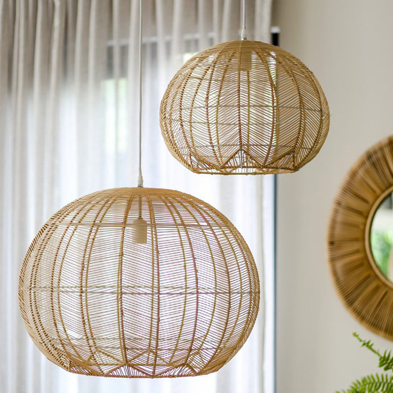 Japanese Rattan Chandelier Light Woven Pendant Light Shade-[Modern pendant lighting for bedroom and living space]-Demolights UK