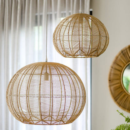 Japanese Rattan Chandelier Light Woven Pendant Light Shade-[Modern pendant lighting for bedroom and living space]-Demolights UK