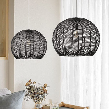 Japanese Rattan Chandelier Light Woven Pendant Light Shade