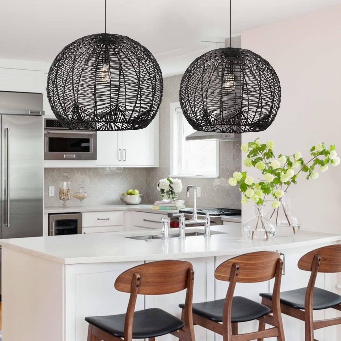 Japanese Rattan Chandelier Light Woven Pendant Light Shade