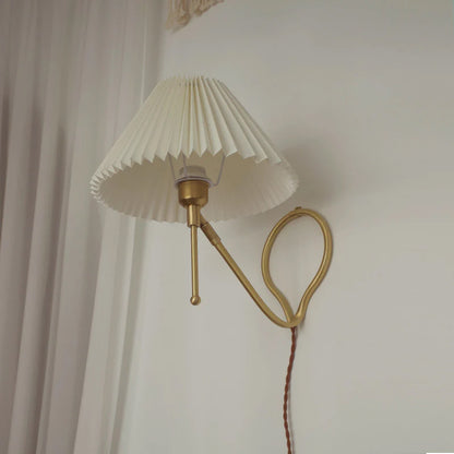 Nordic Vintage White Brass Wall Lamp Pleated Table Lamp Shade