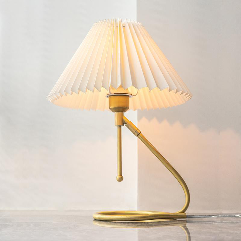 Nordic Vintage White Brass Wall Lamp Pleated Table Lamp Shade