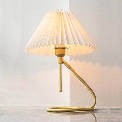 Nordic Vintage White Brass Wall Lamp Pleated Table Lamp Shade