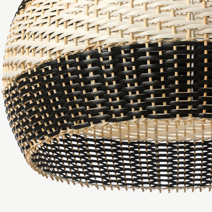 Black & White Lampshade Rattan Pendant Light