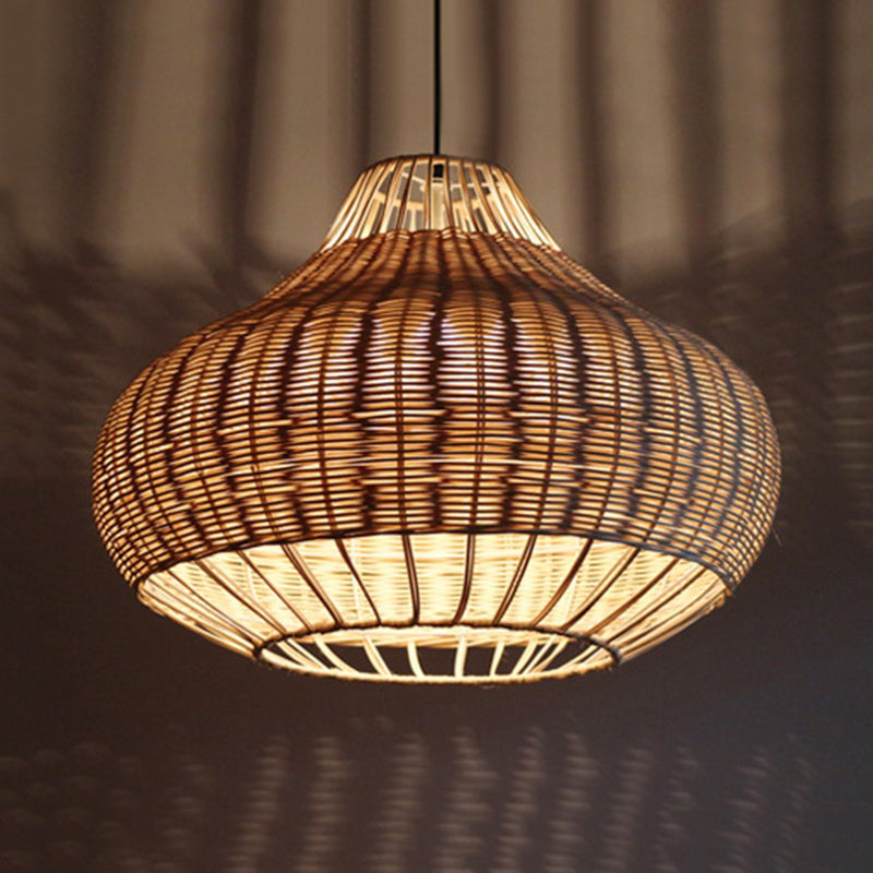 Hand-Woven Rattan Pendant Lampshade Wicker Chandelier