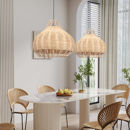 Hand-Woven Rattan Pendant Lampshade Wicker Chandelier