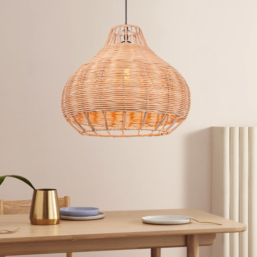 Hand-Woven Rattan Pendant Lampshade Wicker Chandelier