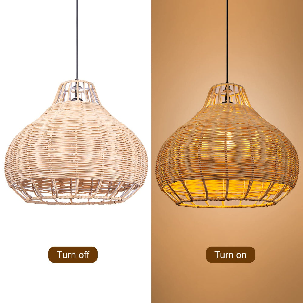 Hand-Woven Rattan Pendant Lampshade Wicker Chandelier