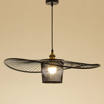 Black/Log Bamboo Pendant Light Natural Wicker Light Fixture