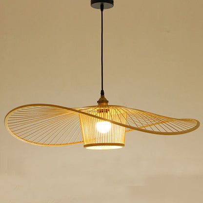 Black/Log Bamboo Pendant Light Natural Wicker Light Fixture