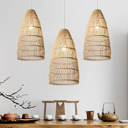 Natural Rattan Single Bell Pendant Lights