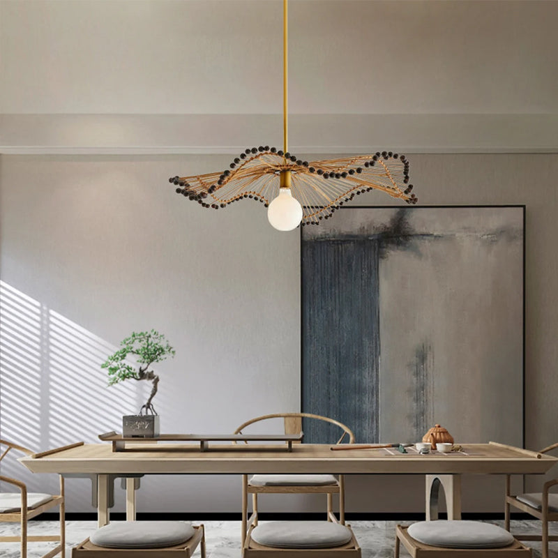 Handmade Rattan Pendant Light Art Chandeliers-[Modern pendant lighting for bedroom and living space]-Demolights UK