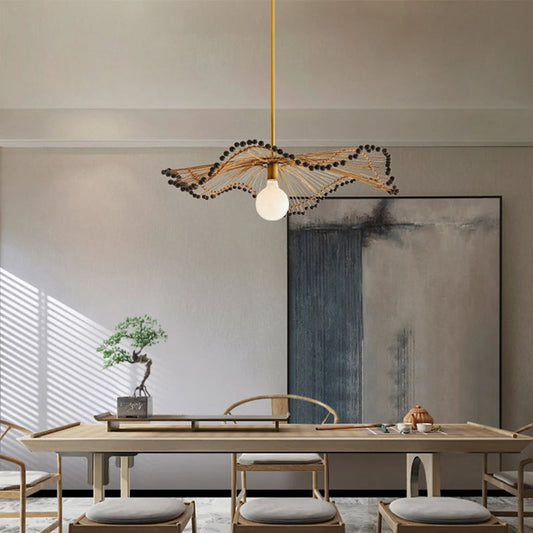 Handmade Rattan Pendant Light Art Chandeliers-[Modern pendant lighting for bedroom and living space]-Demolights UK