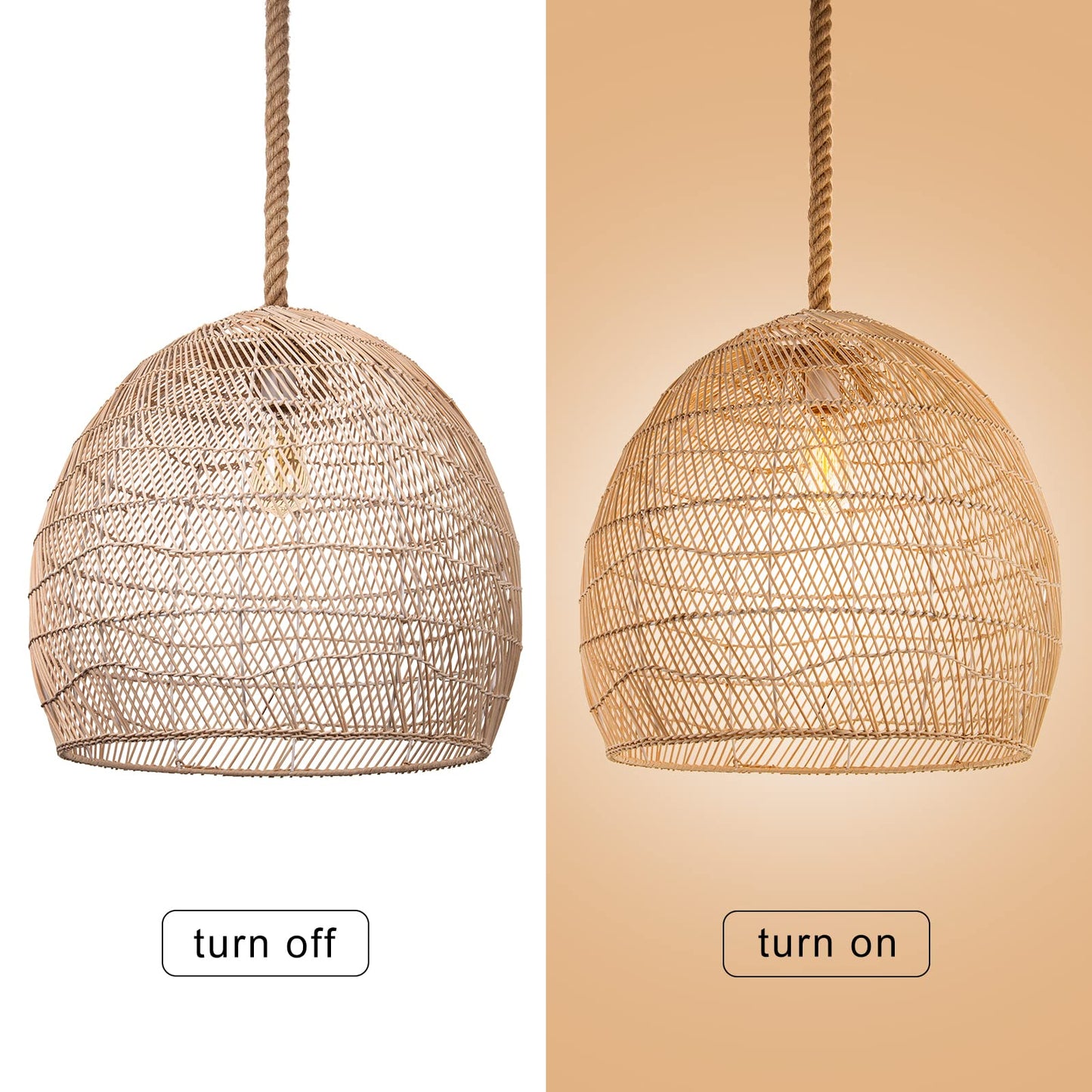 Nordic Rattan Pendant Light Living Room Hanging Lamp Shade