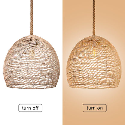 Nordic Rattan Pendant Light Living Room Hanging Lamp Shade