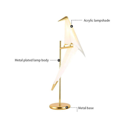 Bird Desk Lamp Gold Metal Table Light