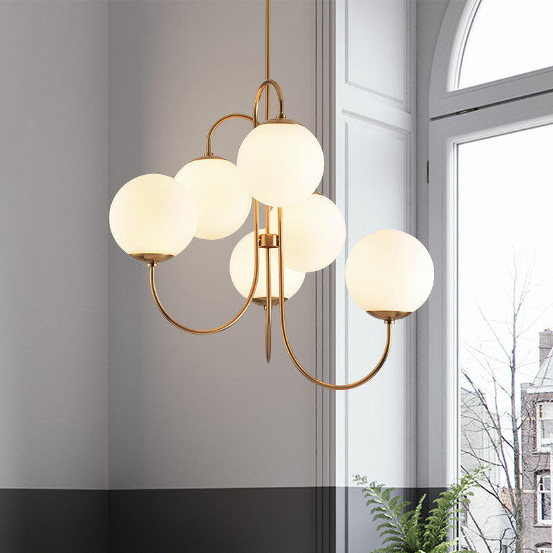 Metal Glass Gooseneck Chandeliers