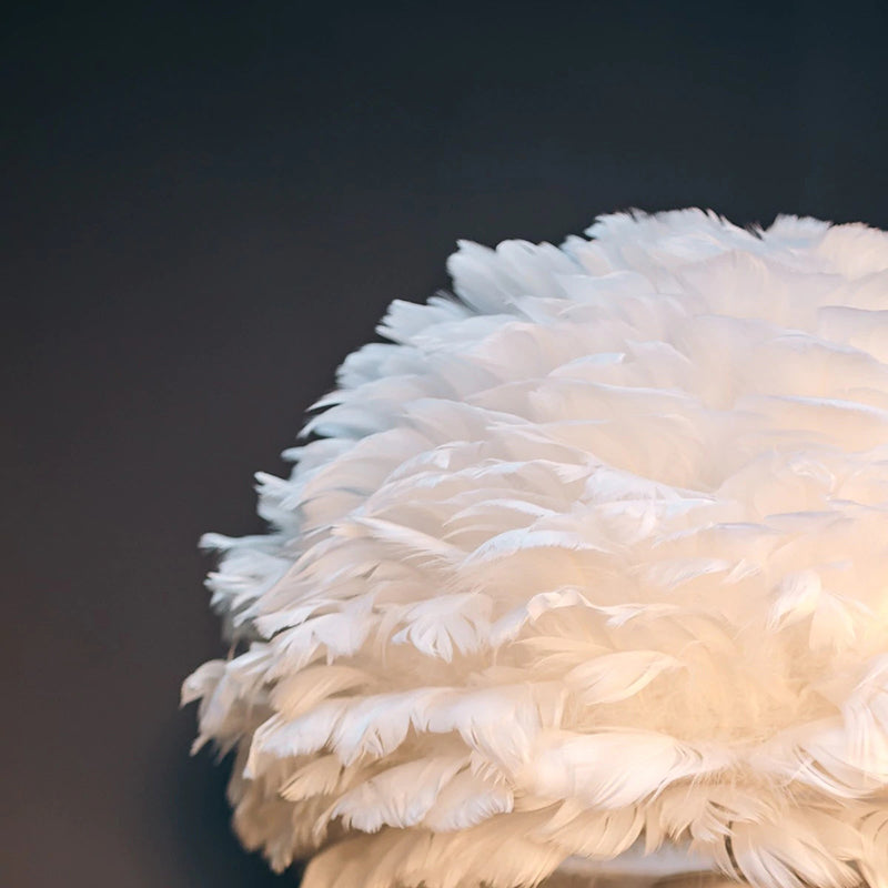White and Gray Feather Table Lamp