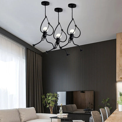 Modern Creative Iron People Lamp Adjustable Height Iron Chandelier