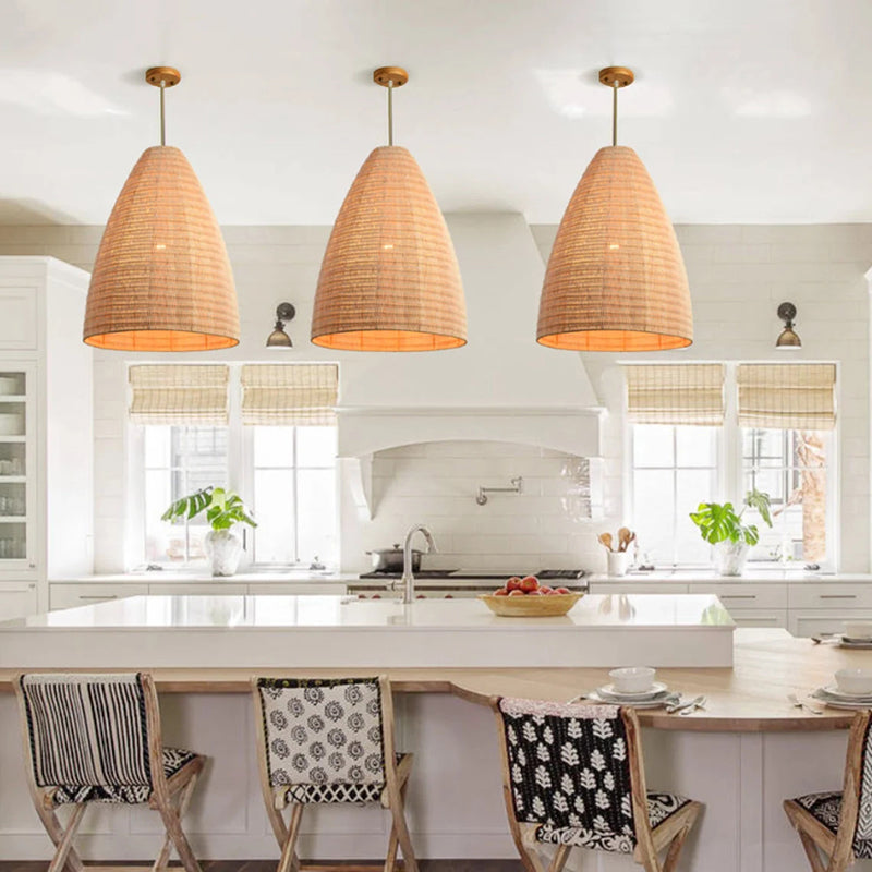 Rattan Woven Dome Basket Pendant Lights