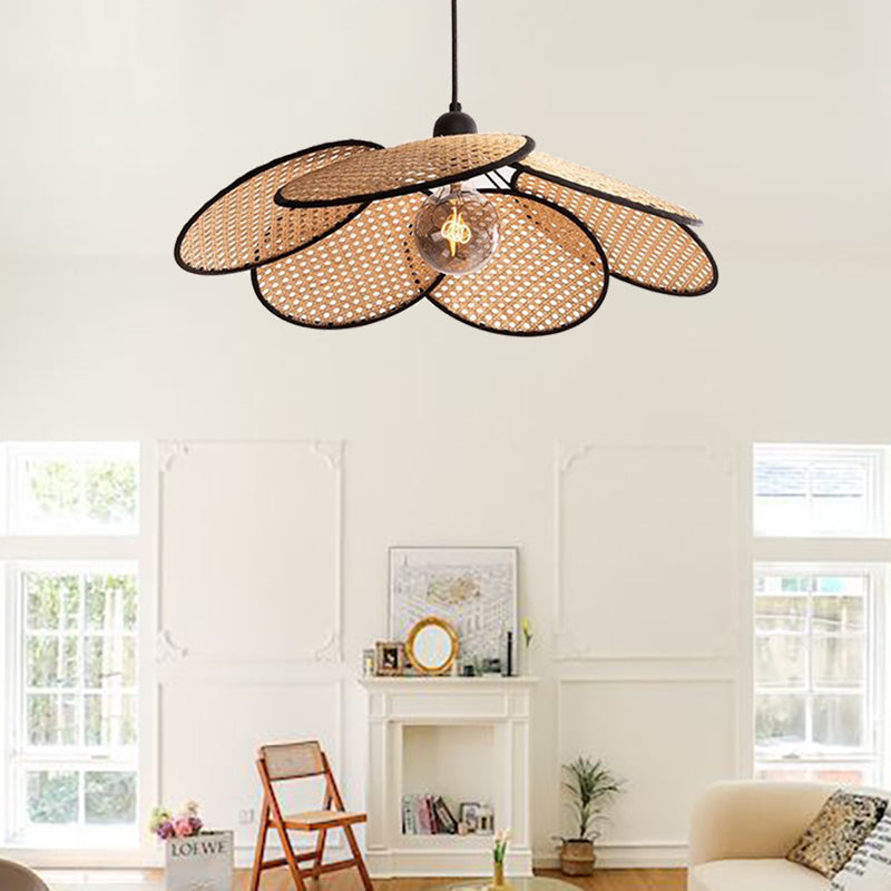 Modern Rattan Pendant Lights Handwoven Lampshade-[Modern pendant lighting for bedroom and living space]-Demolights UK