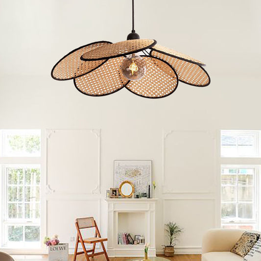 Modern Rattan Pendant Lights Handwoven Lampshade-[Modern pendant lighting for bedroom and living space]-Demolights UK