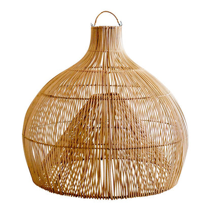 Hand-Woven Rattan Wicker Pendant Light - Japandi Gourd Chandelier
