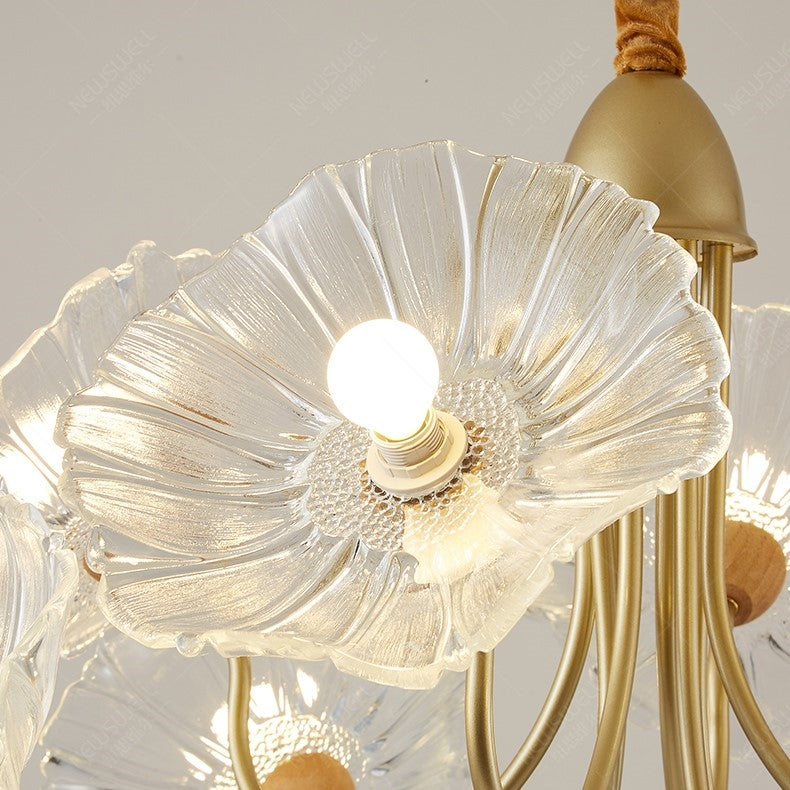 Modern Lotus Leaf Glass Living Room Chandelier