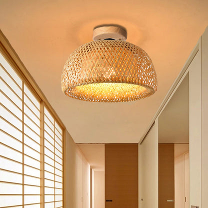 Bamboo Pendant Light Handmade Lamp Shade-[Modern pendant lighting for bedroom and living space]-Demolights UK