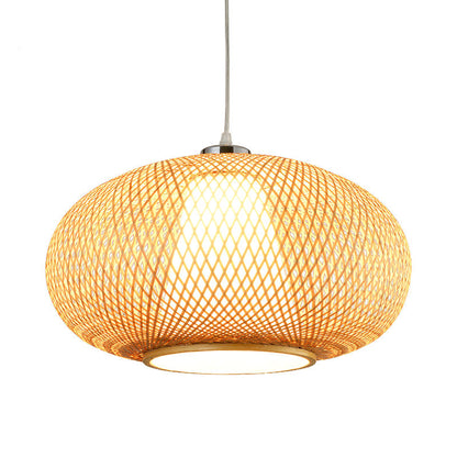 Mid-century Handicraft Ceiling Light Handmade Bamboo Pendant