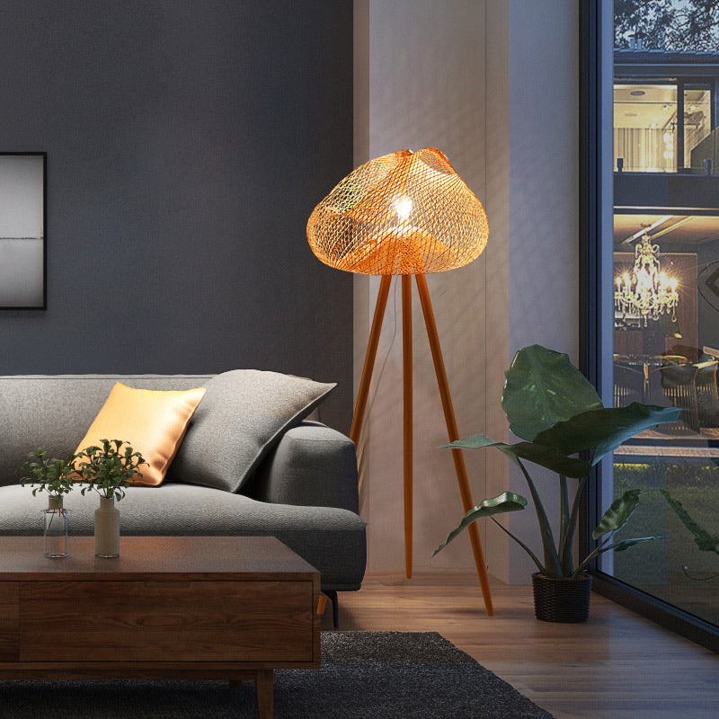 Bamboo Hand Knitted Lampshade Floor Light