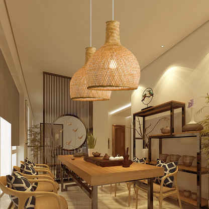 Coastal Pendant Lighting Bamboo Woven Hanging Lamp