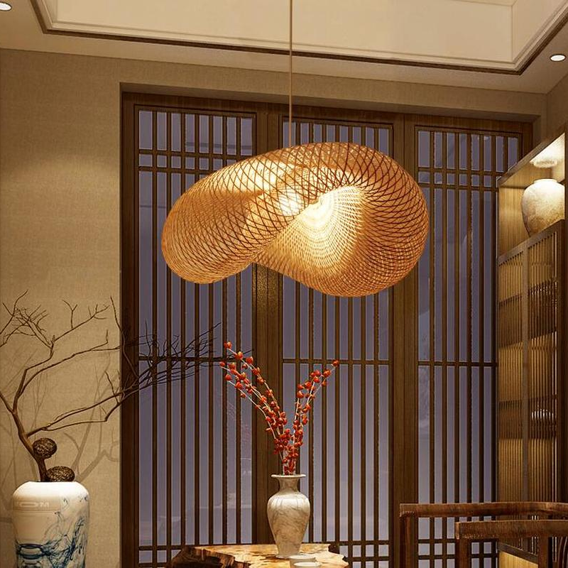 Bamboo Pendant Light Woven Lampshape