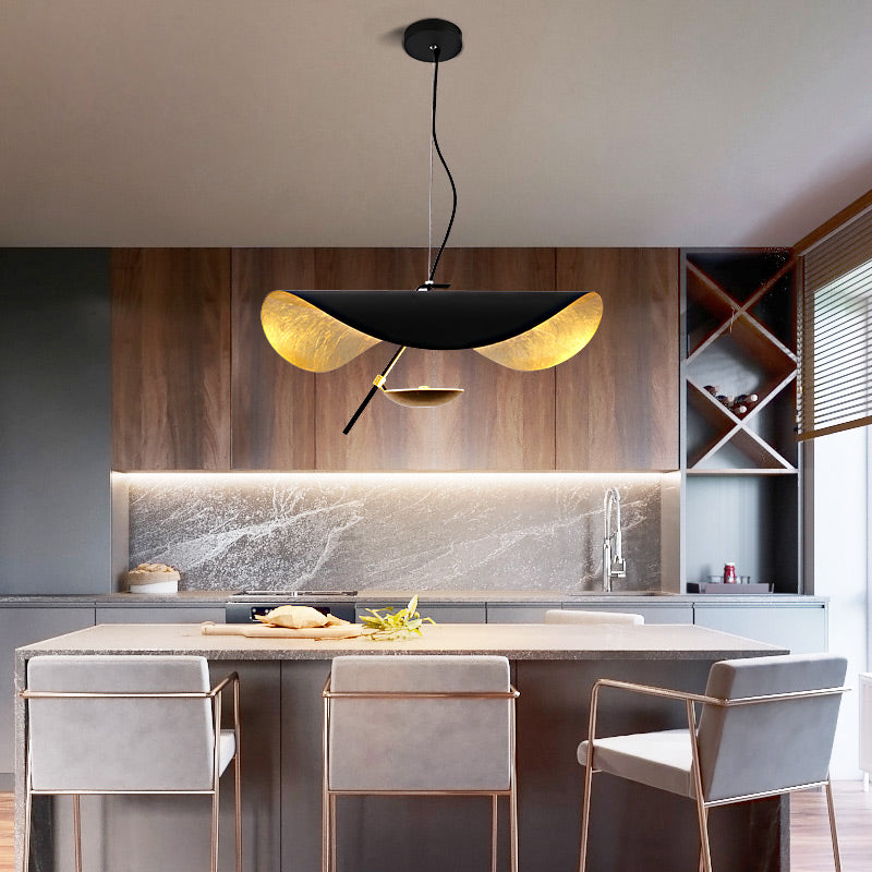 Creative Black Gold Chandelier UFO Brass Pendant Light