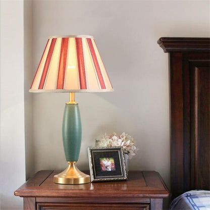 Brass Table Lamp Ceramic Desk Lampshade Retro Floor Lamp