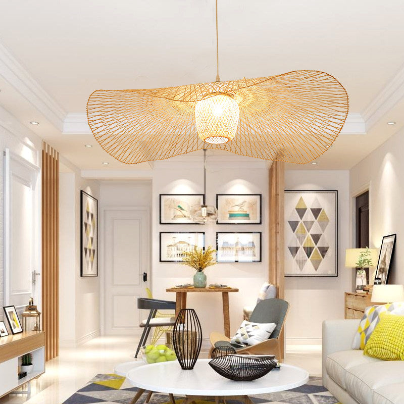High Quality Bamboo Pendant Light Wicker Lampshade-[Modern pendant lighting for bedroom and living space]-Demolights UK