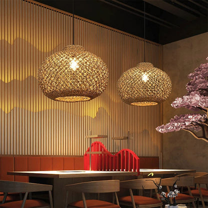 Natural Rattan Pastoral Style Pendant Light