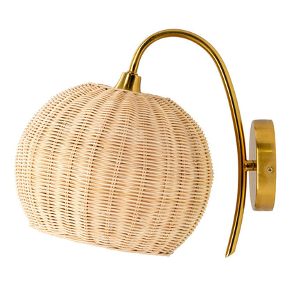 Rattan Lantern Shape Hanging Wall Sconce