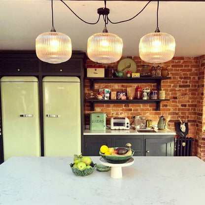 Luxury Modern Indoor Pendant Light With Ribbed Clear Glass
