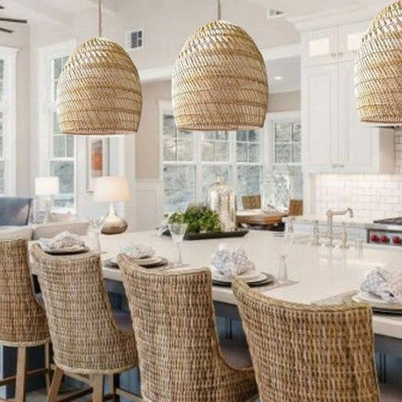 DemoLights Rattan Pendant Lampshade – Wicker Woven Hanging Light