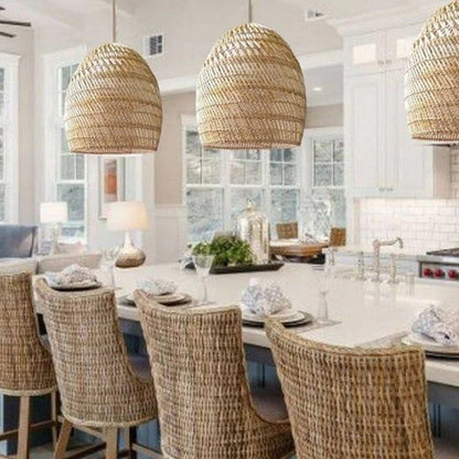 DemoLights Rattan Pendant Lampshade – Wicker Woven Hanging Light